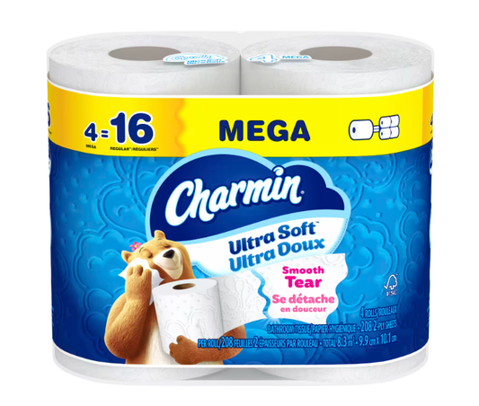 CHARMIN BATH TISSUE SOFT MEGA 208SHEET ROLLS 4 pack of 8