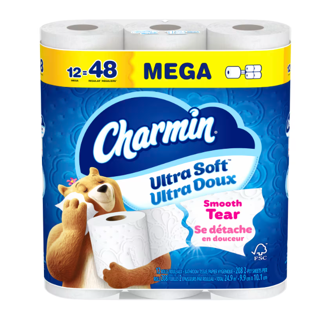 CHARMIN BATH TISSUE SOFT MEGA 208SHEET ROLLS 12 pack of 5