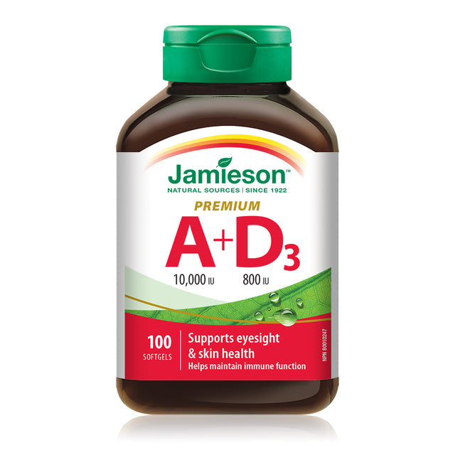 Jamieson    JMS Vit. A 10,000IU + Vit. D 800IU 100's    100Softgels