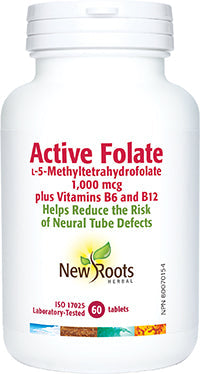 NEW ROOTS    Active Folate ʟ‑5-Methyltetrahydrofolate 1,000 mcg plus Vitamins B6 and B12    60 tablets