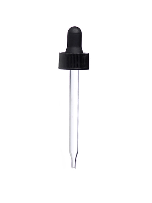 ACC - Black Dropper Cap Glass Pipette 24-400 fit 4 oz Bottle 6CT (4.25 in pipette)