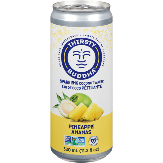 Thirsty Buddha   Sparkling Coconut Water   Sparkling W/ Pineapple 330ML