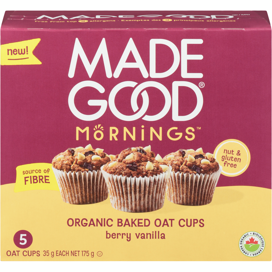 MADEGOOD  - Berry Vanilla Organic Baked Mornings Oat Cups  5pk