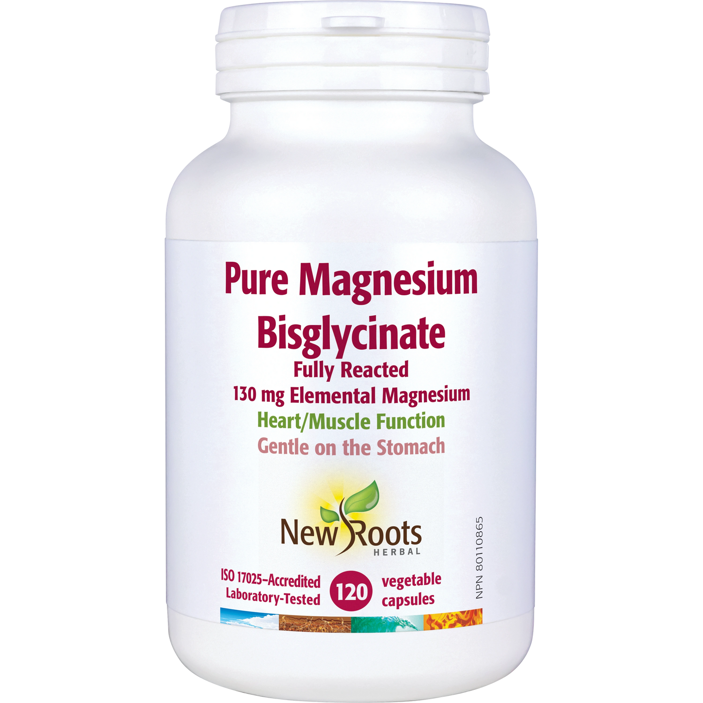 NEW ROOTS    Pure Magnesium Bisglycinate   · 130 mg Elemental Magnesium    120 capsules