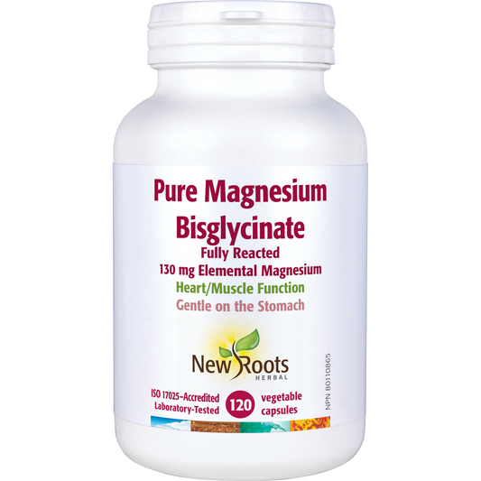 NEW ROOTS    Pure Magnesium Bisglycinate   · 130 mg Elemental Magnesium    120 capsules
