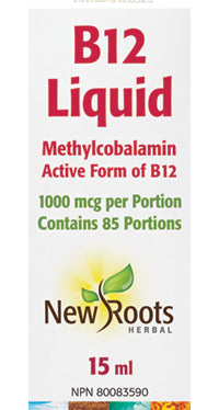 NEW ROOTS    B12 Liquid Methylcobalamin · Active Form of B12    15 ml