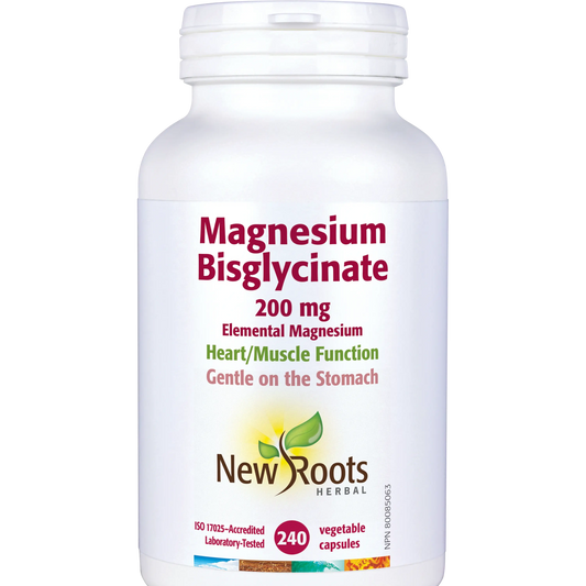 NEW ROOTS    Magnesium Bisglycinate 200 mg Elemental Magnesium    240 capsules