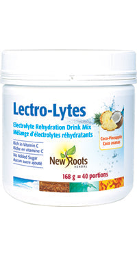 NEW ROOTS    Lectro-Lytes Coco-Pineapple · Electrolyte Rehydration Drink Mix    168 g = 40 portions