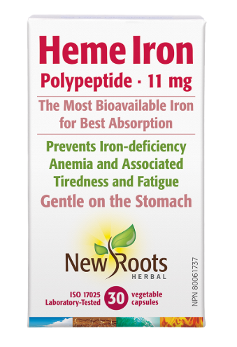 NEW ROOTS    Heme Iron (Bovine) Polypeptide · 11 mg    30 capsules