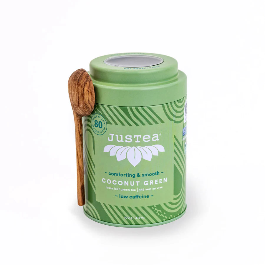 JUSTEA -  Coconut Green Tea, Loose Leaf   (tin)    100g