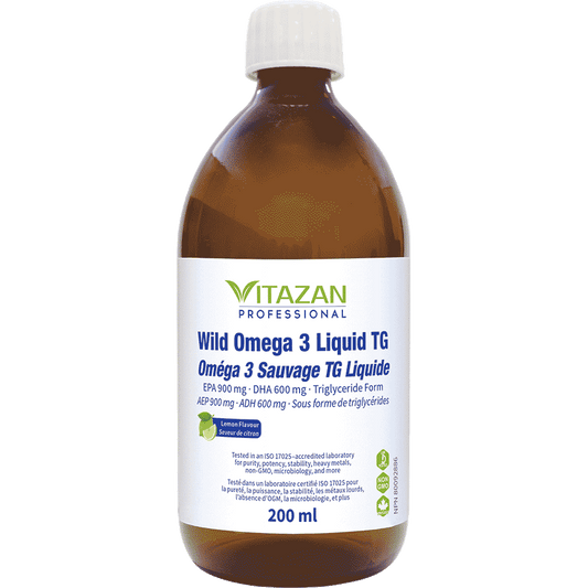 Vitazan    Wild Omega 3 Liquid TG (EPA 900 mg · DHA 600 mg · Triglyceride Form) 200 ml