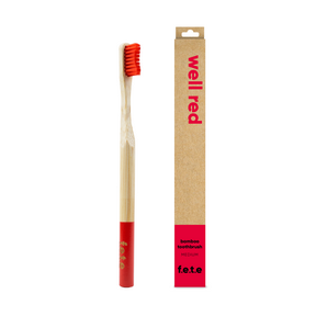 f.e.t.e.   Bamboo Toothbrush Well Red Medium 1ct