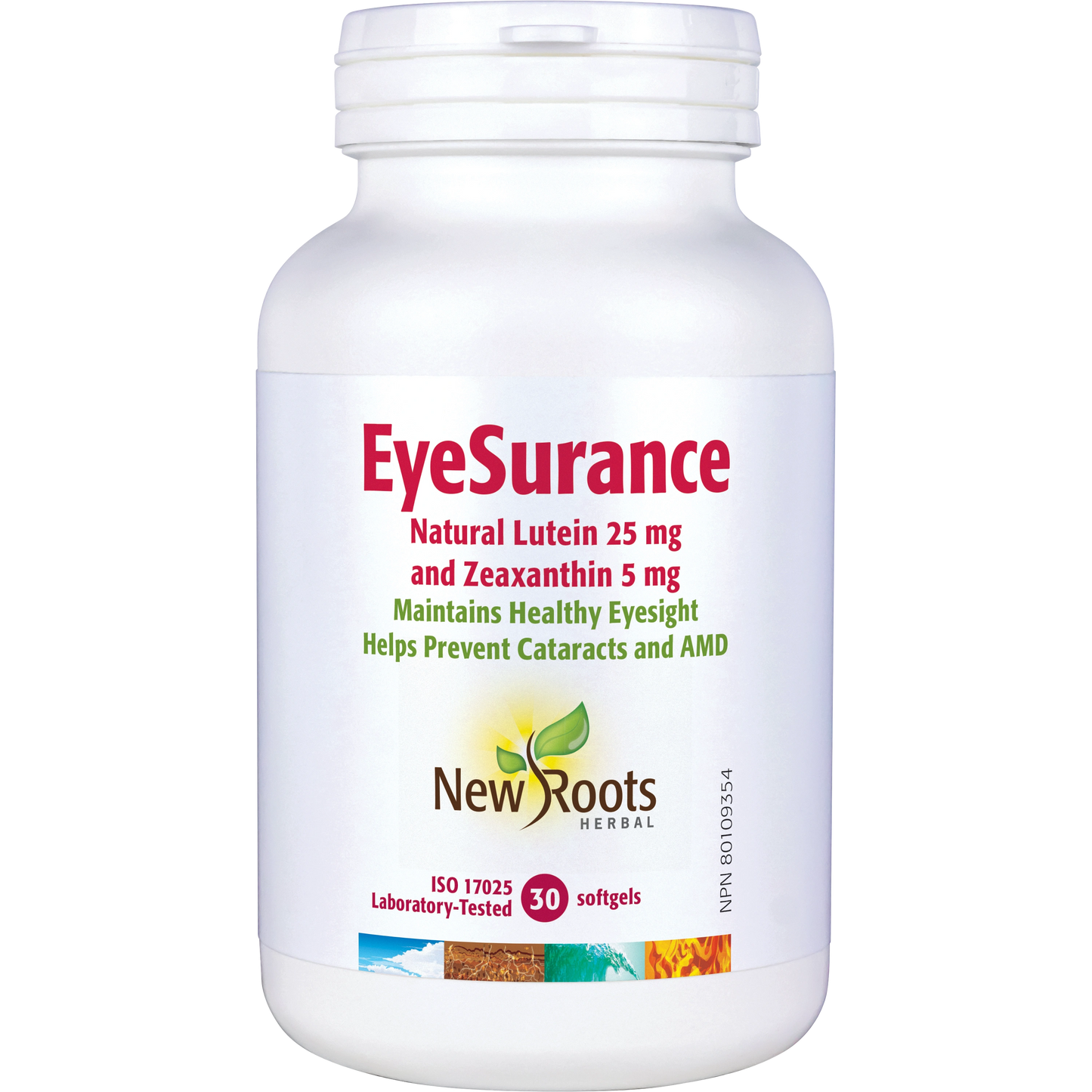 NEW ROOTS    EyeSurance Natural Lutein 25 mg and Zeaxanthin 5 mg    30 softgels