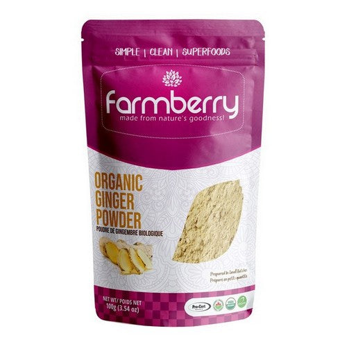 Farmberry    Farmberry Organic Powder    Flavour: Ginger 
Container Size: 100 g    Each