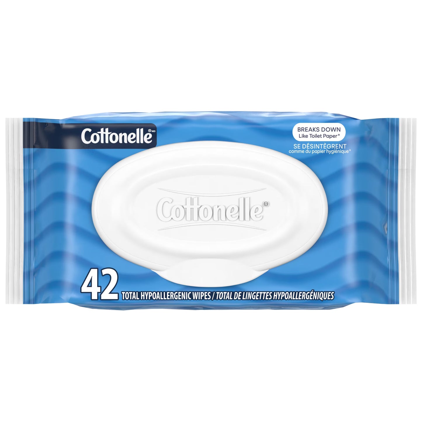 COTTONELLE WIPES FLUSHABLE UNSCENTED 42 pack of 12