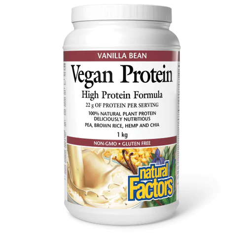 Natural Factors   Vegan Protein High Protein Formula, Vanilla Bean   1 kg pwdpwd