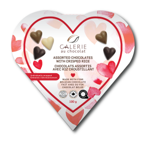 Galerie au Chocolat   VAL AssortChoco Hearts wCrispRice