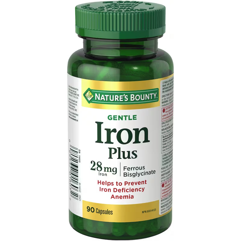 NATURE'S BOUNTY GENTEL IRON GLYCIN CAPS 28MG 90 CAPSULE
