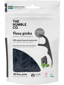 The Humble Co.   Dental Floss Picks Charcoal Mint 4 x 50pc
