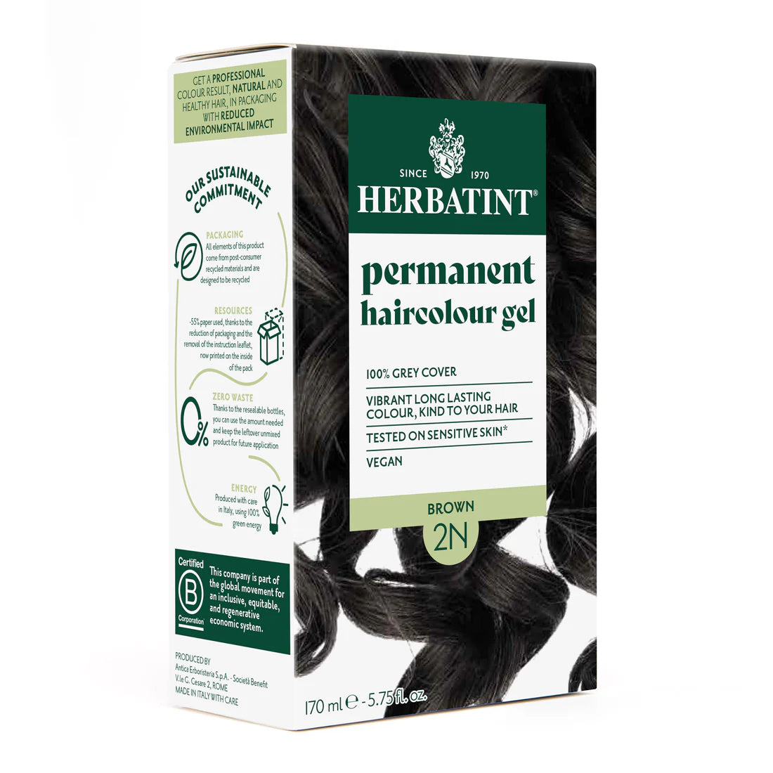 Permanent haircolour gel 2N Brown, 170 ml
