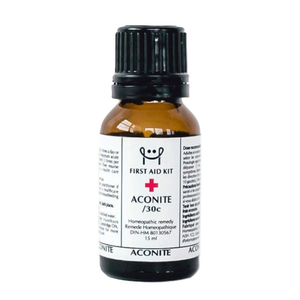 Hawthorn Homeopathics - NEW BRAND!   Aconite 30C - Shock or fear immediately following an injury   15 ml