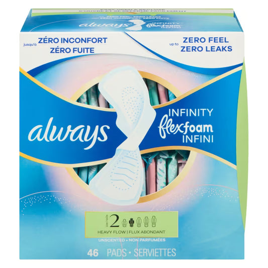 ALWAYS INFINITY PADS SZ#2 HEAVY FLOW UNSCENT 46 pack of 4