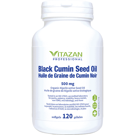 Vitazan    Black Cumin Seed Oil (500 mg · Organic Nigella sativa Seed Oil) 120 softgels