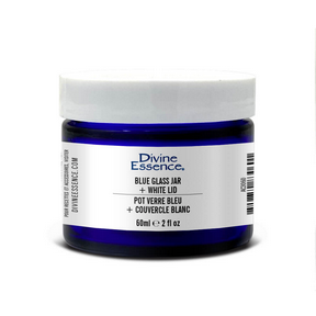 Divine Essence   Blue Glass Jar 60ml + White Lid 60ml