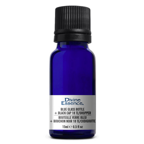 Divine Essence   Bl. Glass Bottle 15ml + Black Cap 15ml
