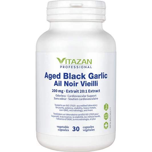 Vitazan    Aged Black Garlic (200 mg · 20:1 Extract · Odourless · Cardiovascular Support) 30 capsules