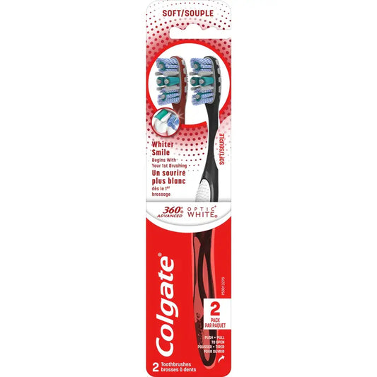 COLG T/B 360 ADVANCE OPTIC WHITE 2PK pack of 6