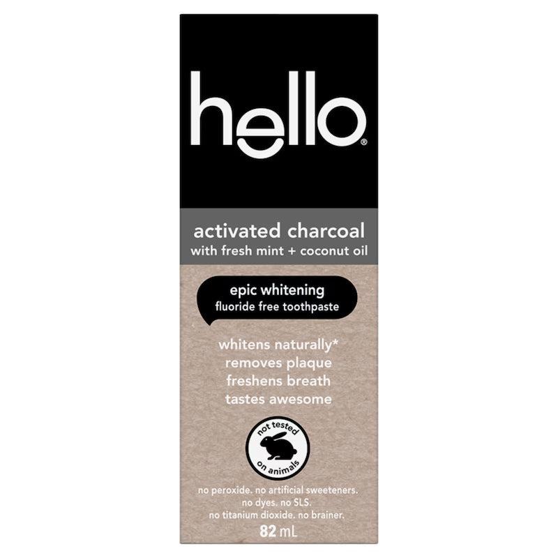 TOOTHPASTE HELLO CHARCOAL FLUORIDE FREE 82ML