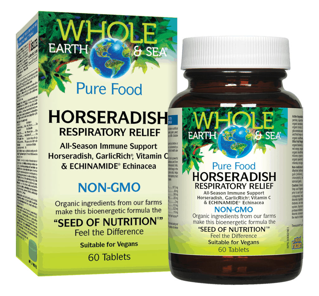 Natural Factors   Horseradish Respiratory Relief, Whole Earth & Sea™   60 ec tabsec tabs