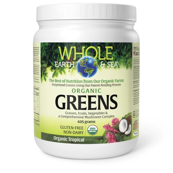 Natural Factors Organic Greens, Whole Earth & Sea, Organic Tropical 405 gpwd