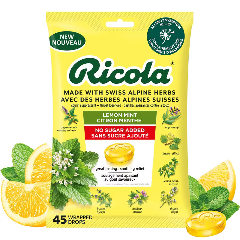 RICOLA LOZ LEMON MINT NSA FAMILY BAG 45 LOZENGE pack of 6