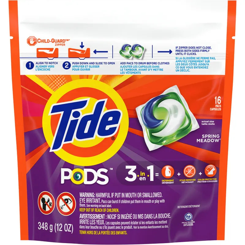 TIDE LIQ PODS SPRING MEADOWS 16 pack of 6