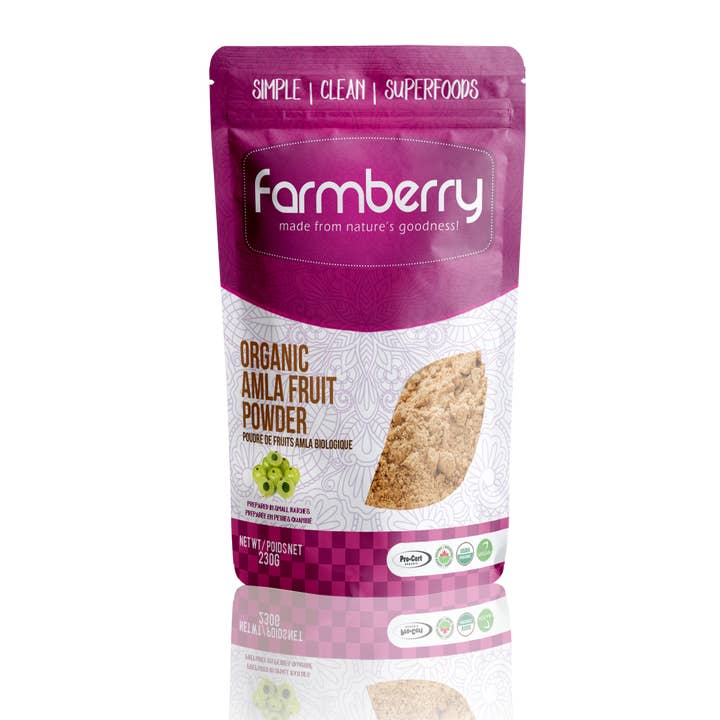 Farmberry    Farmberry Organic Powder    Flavour: Amla Fruit 
Container Size: 230 g    Each