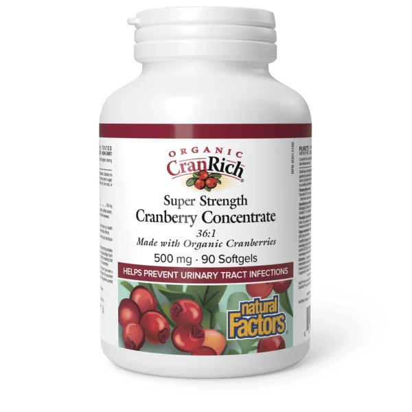 Natural Factors Organic CranRich Super Strength Cranberry Concentrate 500 mg 90sgls