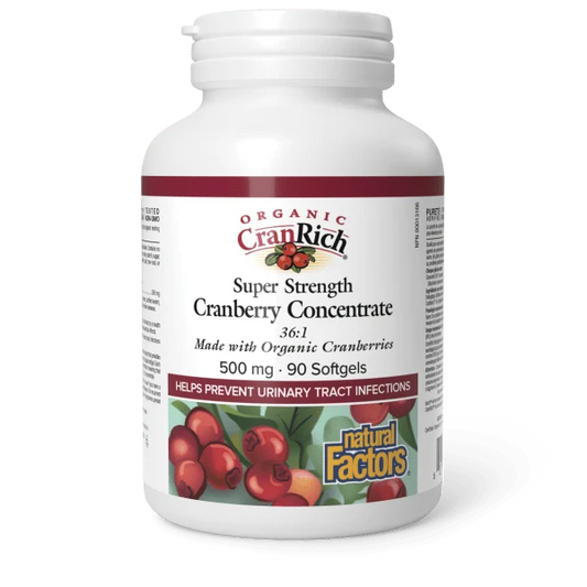 Natural Factors Organic CranRich Super Strength Cranberry Concentrate 500 mg 90sgls