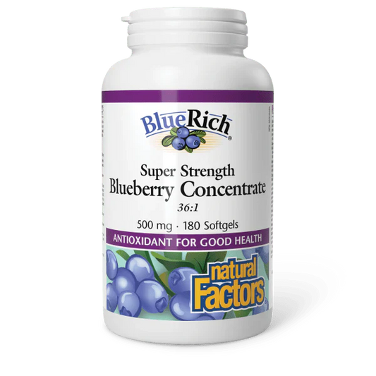 Natural Factors - BlueRich® Super Strength Blueberry Concentrate 500 mg - 180 Softgels