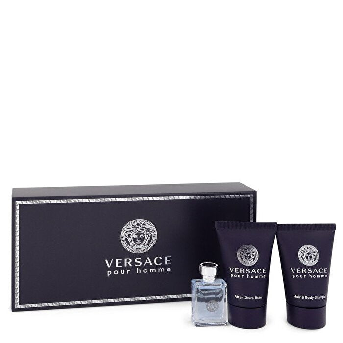 Versace    Men    Versace Pour Homme    -- Gift Set - .17 oz Mini EDT + .8 oz After Shave Balm + .8 oz Hair + Body Shampoo