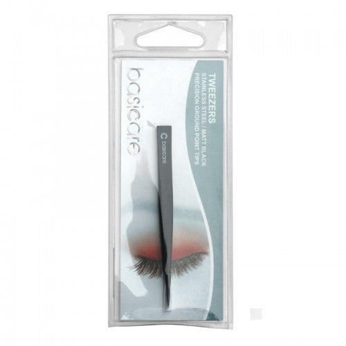BASICARE   TWEEZER 8.5cm, BLACK, POINT TIP