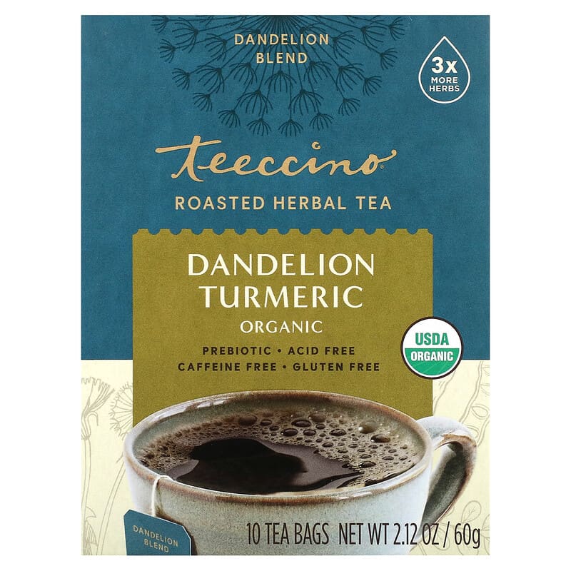 TEECCINO    Org Dandelion Turmeric Tea 10bg