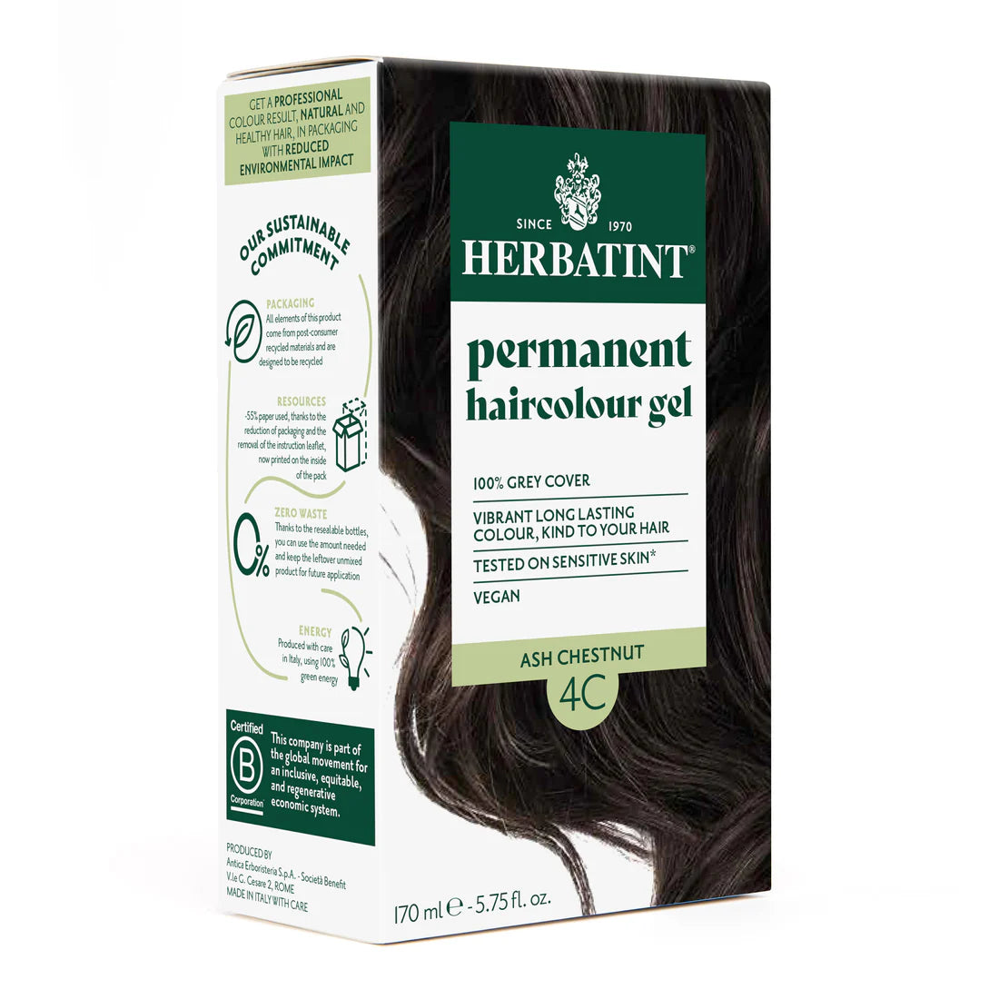 Permanent haircolour gel 4C Ash Chestnut, 170 ml