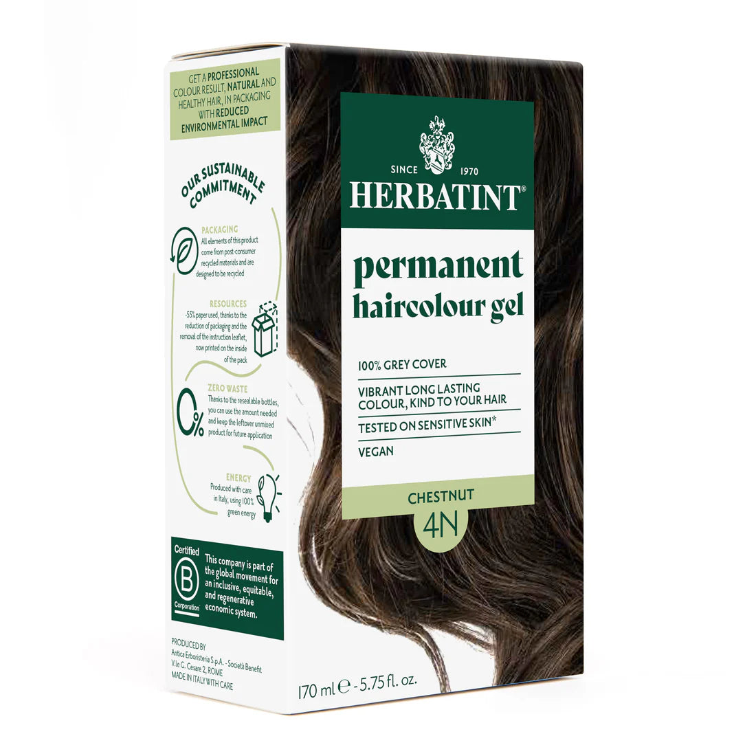 Permanent haircolour gel 4N Chestnut, 170 ml
