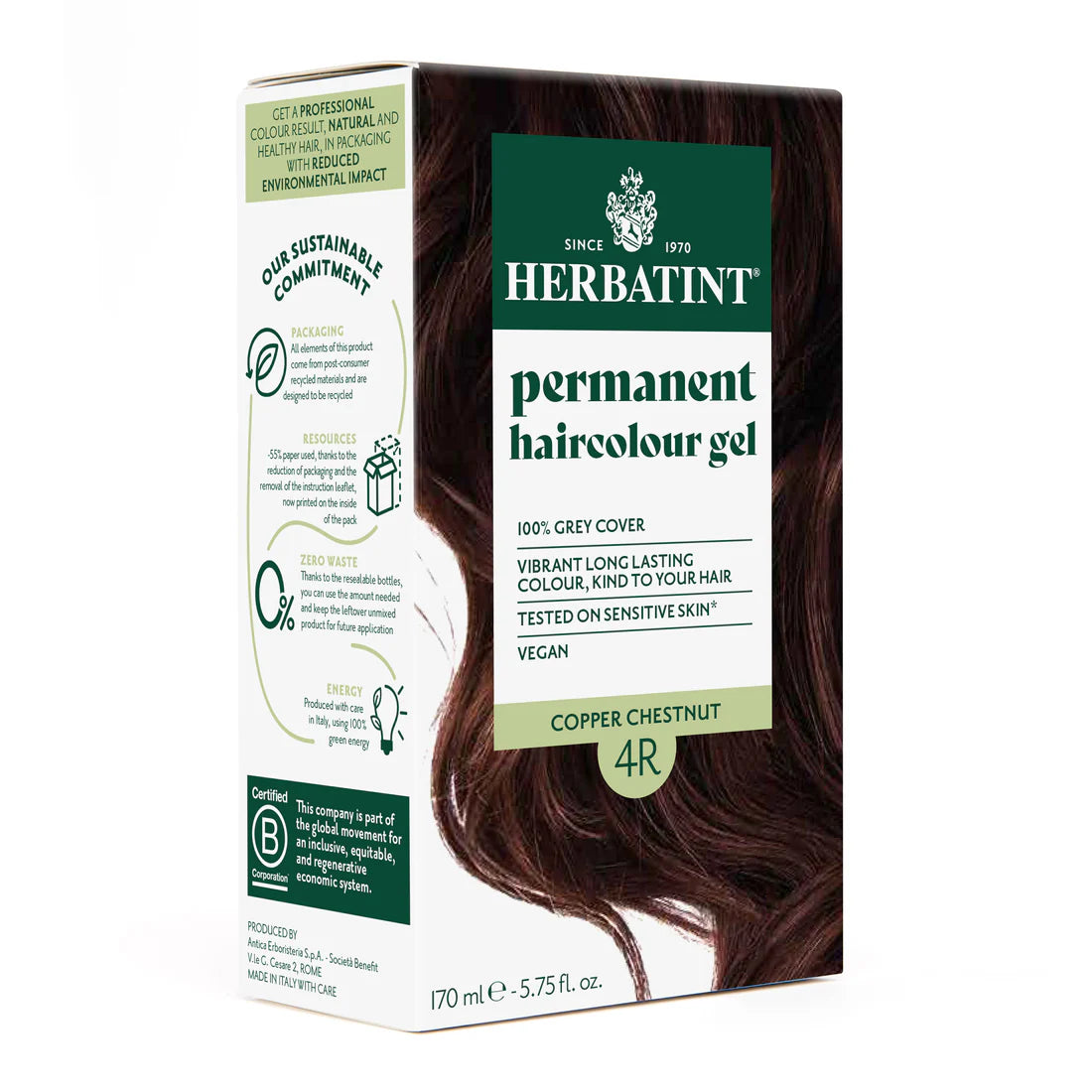 Permanent haircolour gel 4R Copper Chestnut, 170 ml