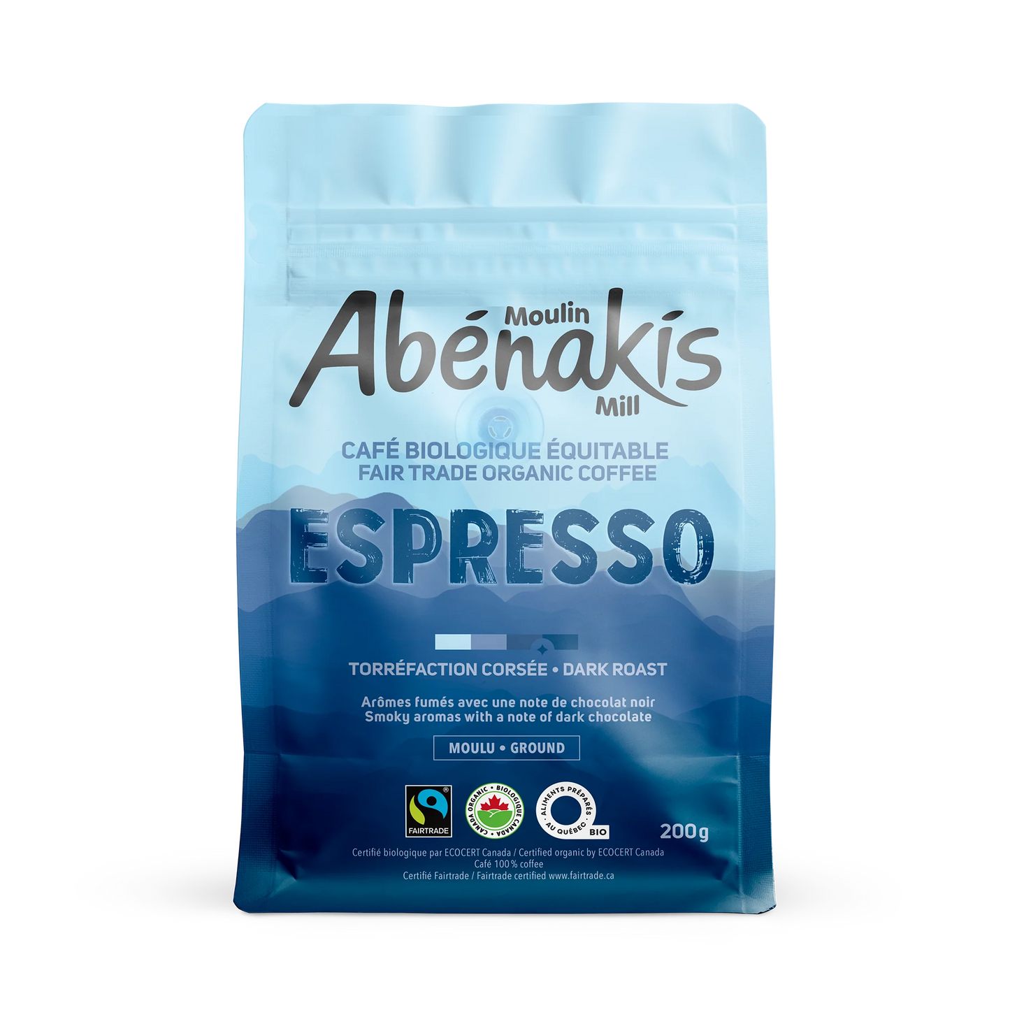 Abernaki Mill - NEW BRAND!   Organic Fair Trade Espresso DARK ROAST Whole Bean Coffee   200 g