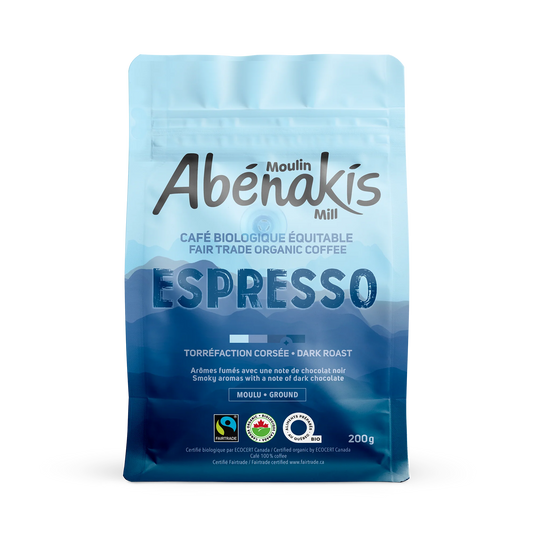 Abernaki Mill - NEW BRAND!   Organic Fair Trade Espresso DARK ROAST Whole Bean Coffee   200 g