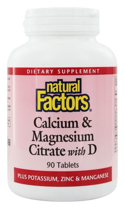 Natural Factors   Calcium & Magnesium Citrate with D3 Plus Potassium, Zinc & Manganese   180 tabstabs