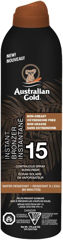 AUST GOLD SUNSCREEN SPF15 INSTANT BRONZER SP 177ML AEROSOL pack of 6